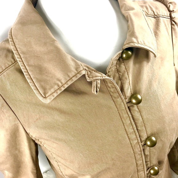 LOFT Button Up Collared Jacket, Tan, Size 6 - Picture 2 of 9